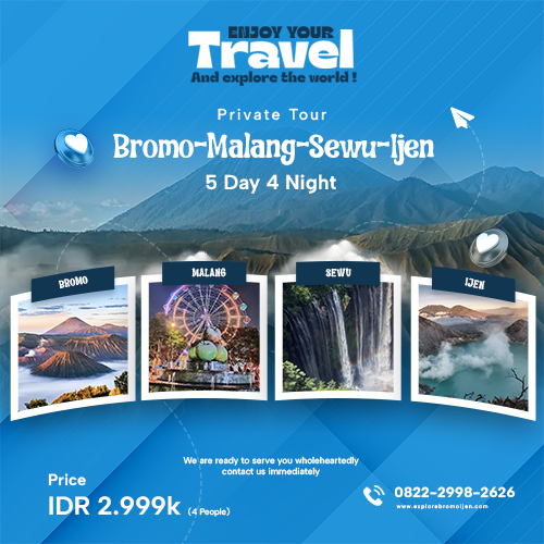 Private Tour Bromo-Malang-Sewu-Ijen 5D4N